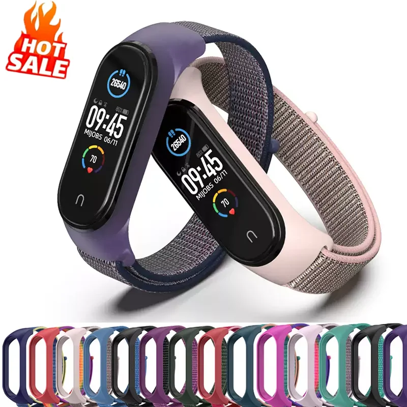 Bracelet for mi band 6 7 Strap Nylon Sport loop watch Belt pulsera correa Mi band 4 Wristband for xiaomi Mi band 5 4 3 Bracelet