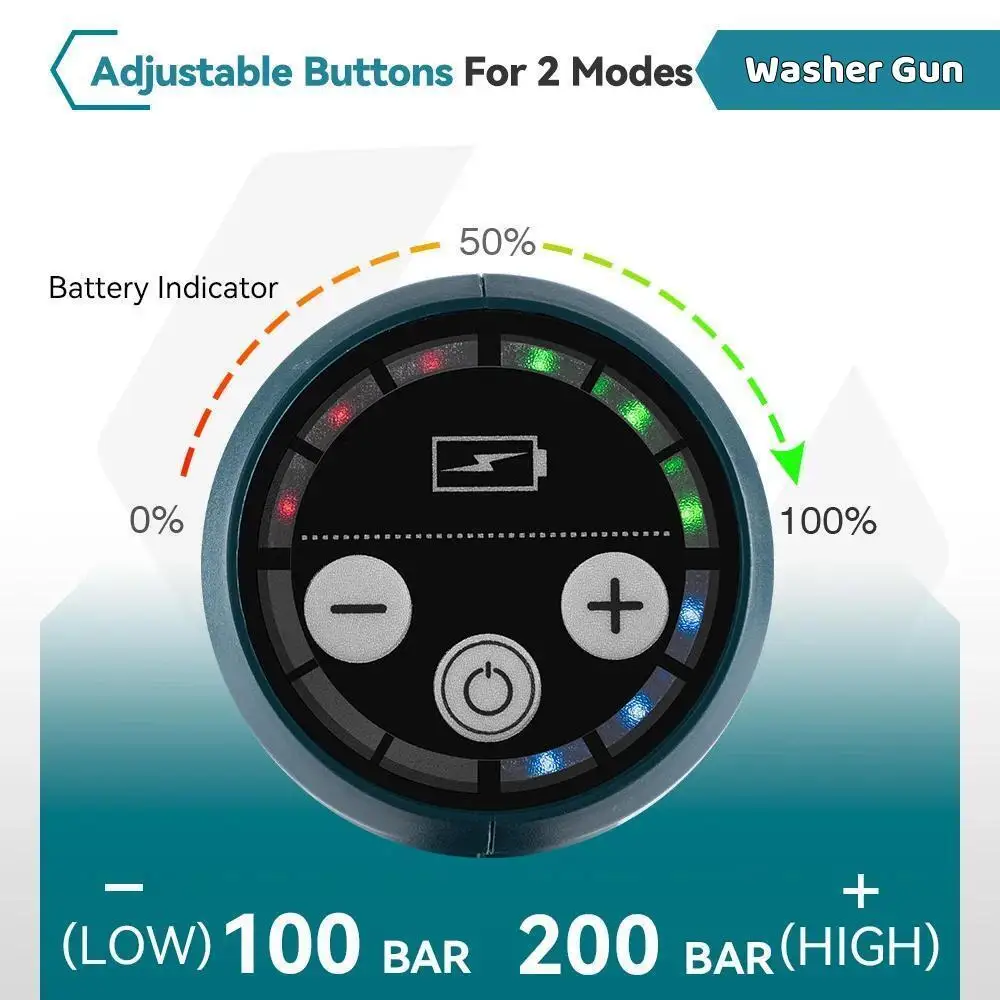 Imagem -04 - Ferramenta de Lavadora Elétrica sem Escova o Lavagem de Carro Pistola de Água de Jardim Makita 18v 6-em1 200bar 3500w de Alta Pressã