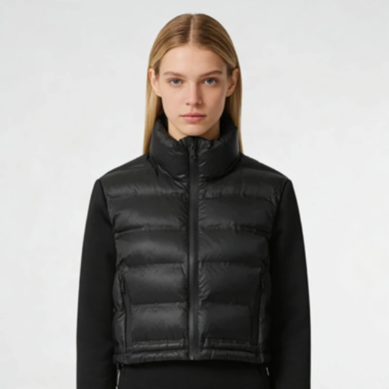 

Autumn new women's clothing European and American style French design versatile fashion black splicing cotton jacket jacket