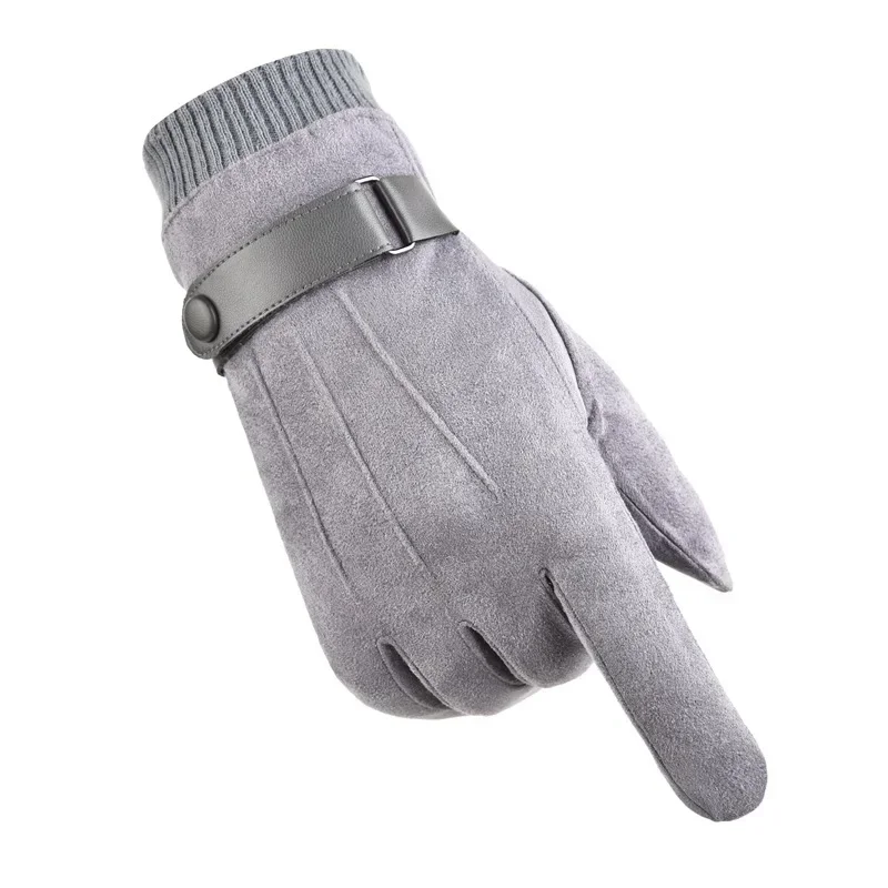 겨울 패션 남자 따뜻한 캐시미어 세 손가락 장갑 더블 레이어 두꺼운 플러시 손목 여성 터치 스크린 운전 장갑