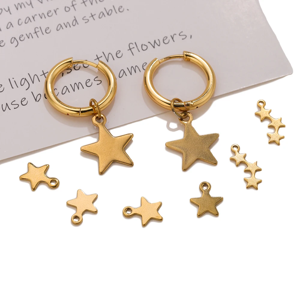 20pcs/lot Star Charms for Jewelry Making Stainless Steel Gold Color DIY Handmade Necklace Bracelet Pendants Accessories Wholesal view 6