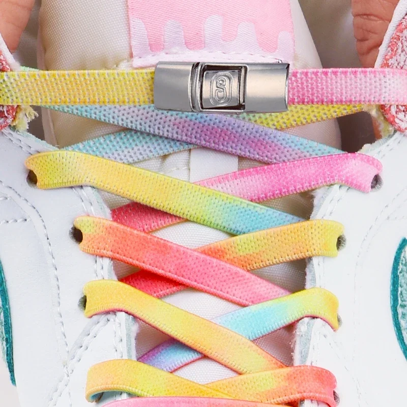 Colorful Shoe Laces No Tie Shoelaces Flat Elastic Rainbow High Laces Sneakers Tennis Shoes Shoelace Accessories Woman Man 1 Pair