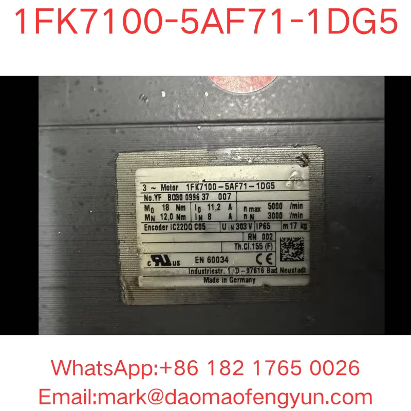 1FK7100-5AF71-1DG5 Used Tested OK In Good Condition, SIMOTICS S synchronous servo motor