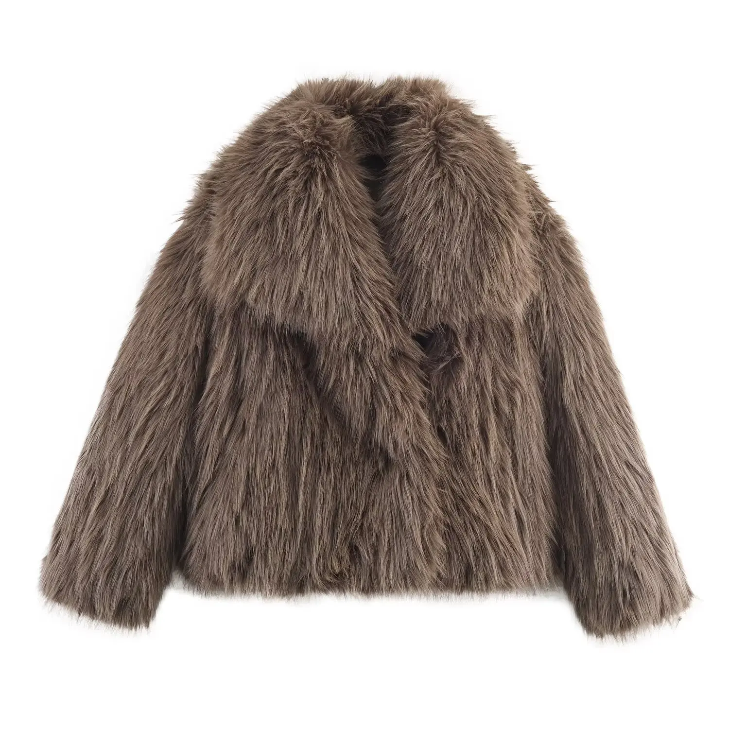 

Модный меховой пальто с воротником-клапаном JNLEAOG, женская осенняя новинка, длинное волокно из полиэстера, све, обычная длина, цвет k