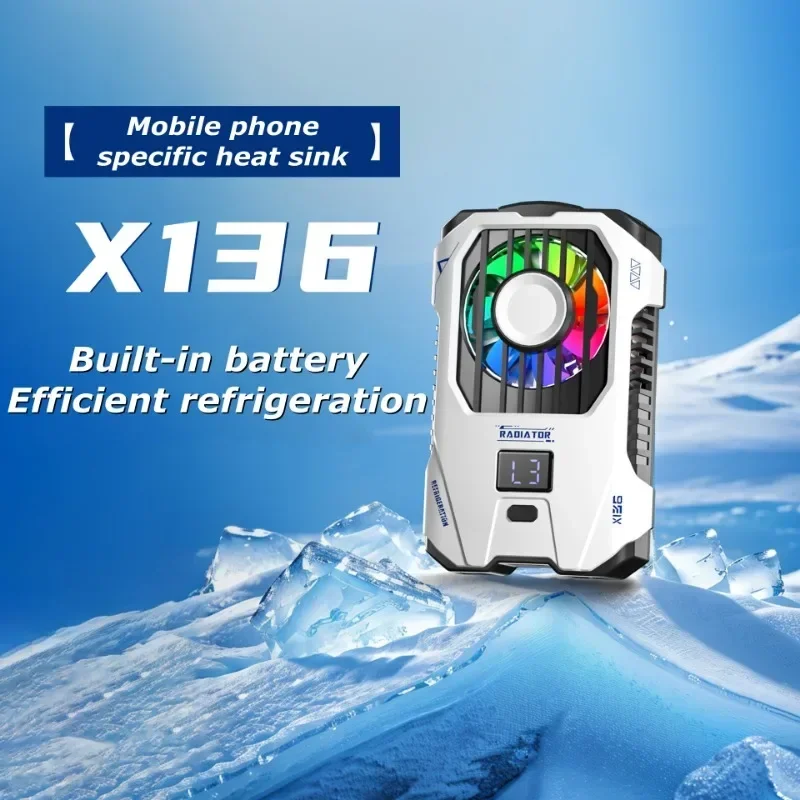 

X136 Cell Phone Semiconductor Back-clip Cooling Radiator Built-in 2500mAh w/ Digital Display 3 Gears Adjustable PUBG Game Cooler