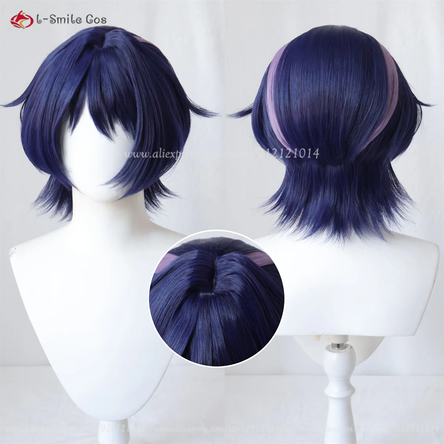 Scaramouche Cosplay Wig Blue Purple Black Wanderer Anime Wigs Heat Resistant Synthetic Hair Kabukimono Balladeer Kunikuzushi Wig