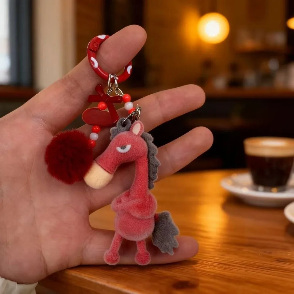 Interessante elegante jaar van het paard sleutelhanger schattig Chinees Nieuwjaar dierenriem hanger dier mascotte pluche pony tas charme cadeau