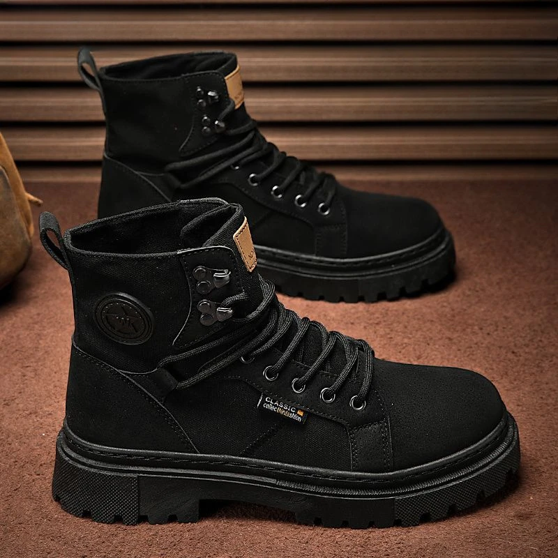 Man Shoes Platform Lace Up Rubber Boots for Men High Cut Spring Autumn Quality Y2k Vintage Retro Designer Casual Cheap Offer New