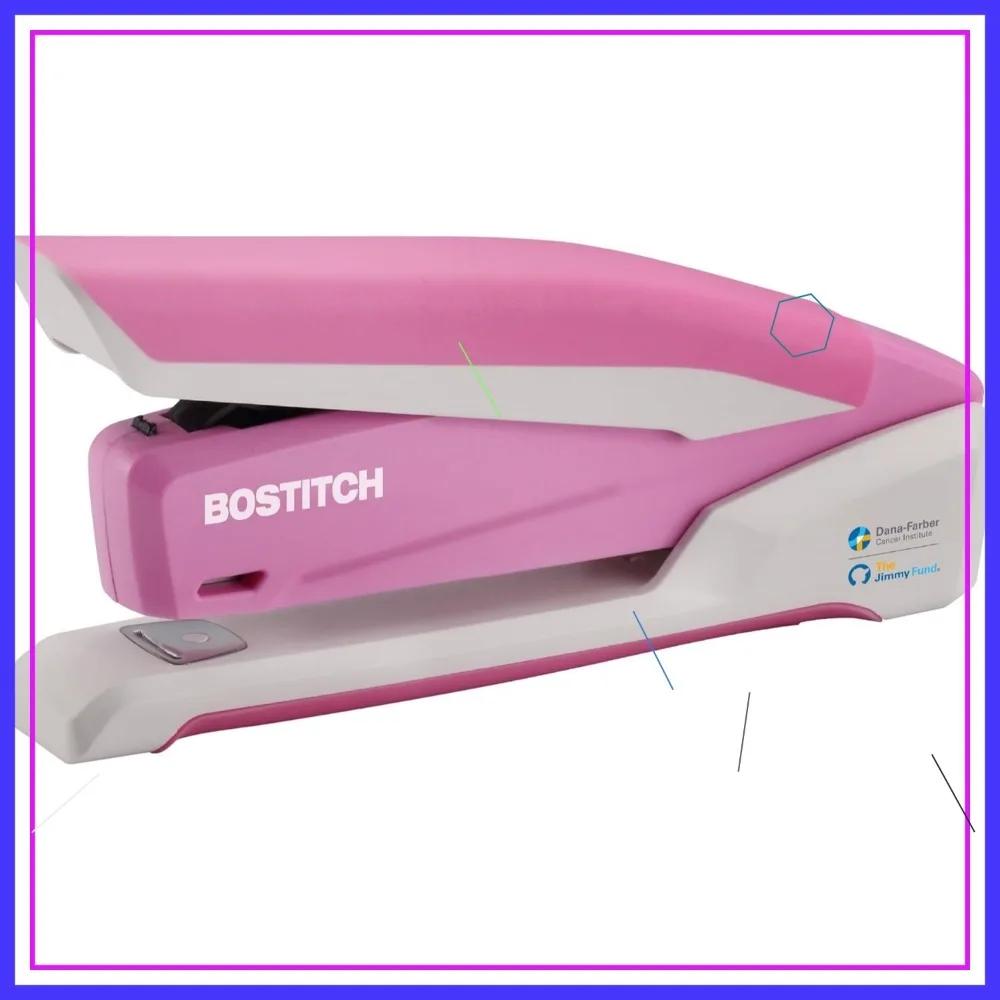 

Розовый настольный степлер, емкость 20 листов, сшивание на один палец, без замятия, с 210 скобами