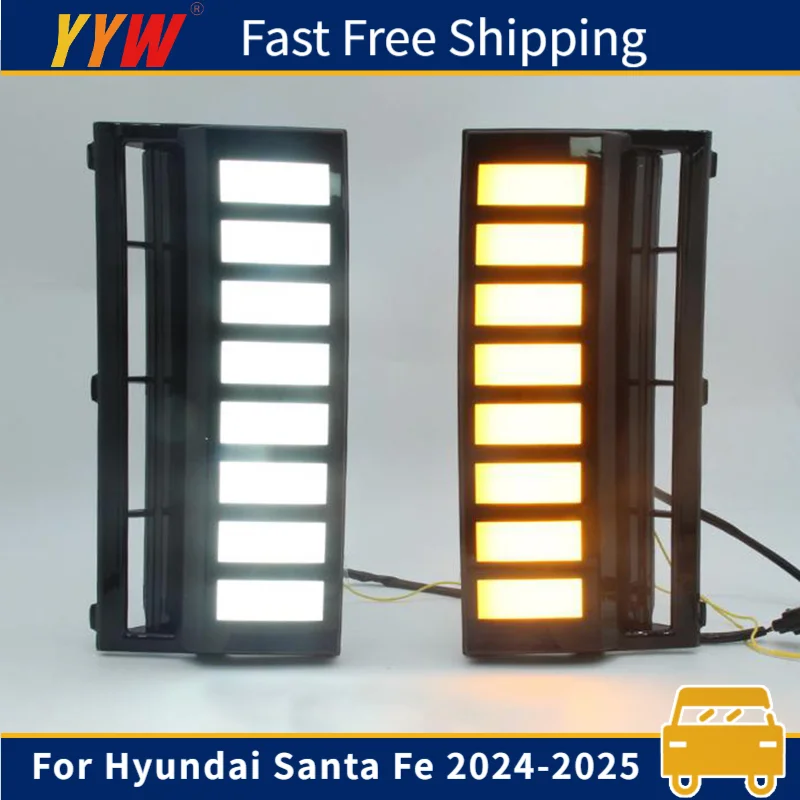 

1 Pair Car Front Bumper Fog Lamp For Hyundai Santa Fe 2024-2025 Side Vent Turn Signal Lamp Daytime Running Light Car Accessories