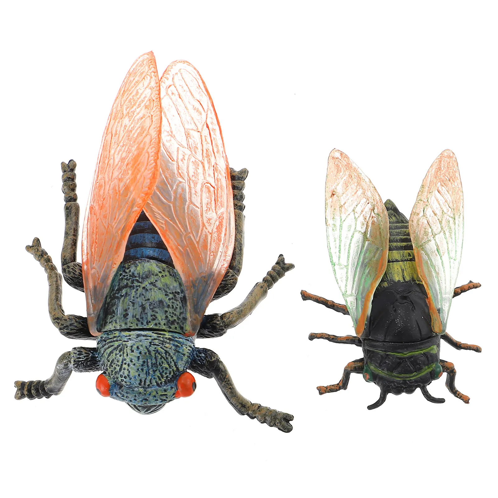 

2 шт. Имитация цикад, развивающие игрушки для детей, для изучения природы, яркие пластиковые насекомые для обучения и игр