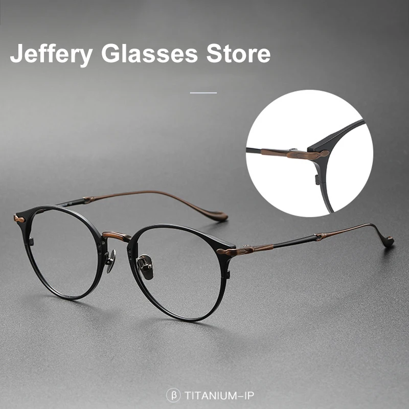 Japanese Handmade Pure Titanium Glasses Frame Men Women Fashion Retro Round Eyeglasses Brand Designer M3112 Oculos Spectacles