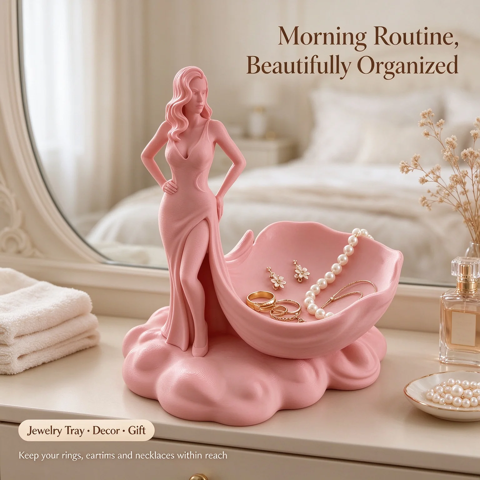 New 3D Printed Elegant Women's Jewelry Tray, Women's Ring Holder, Shell Jewelry Tray, Dressing Table Decoration