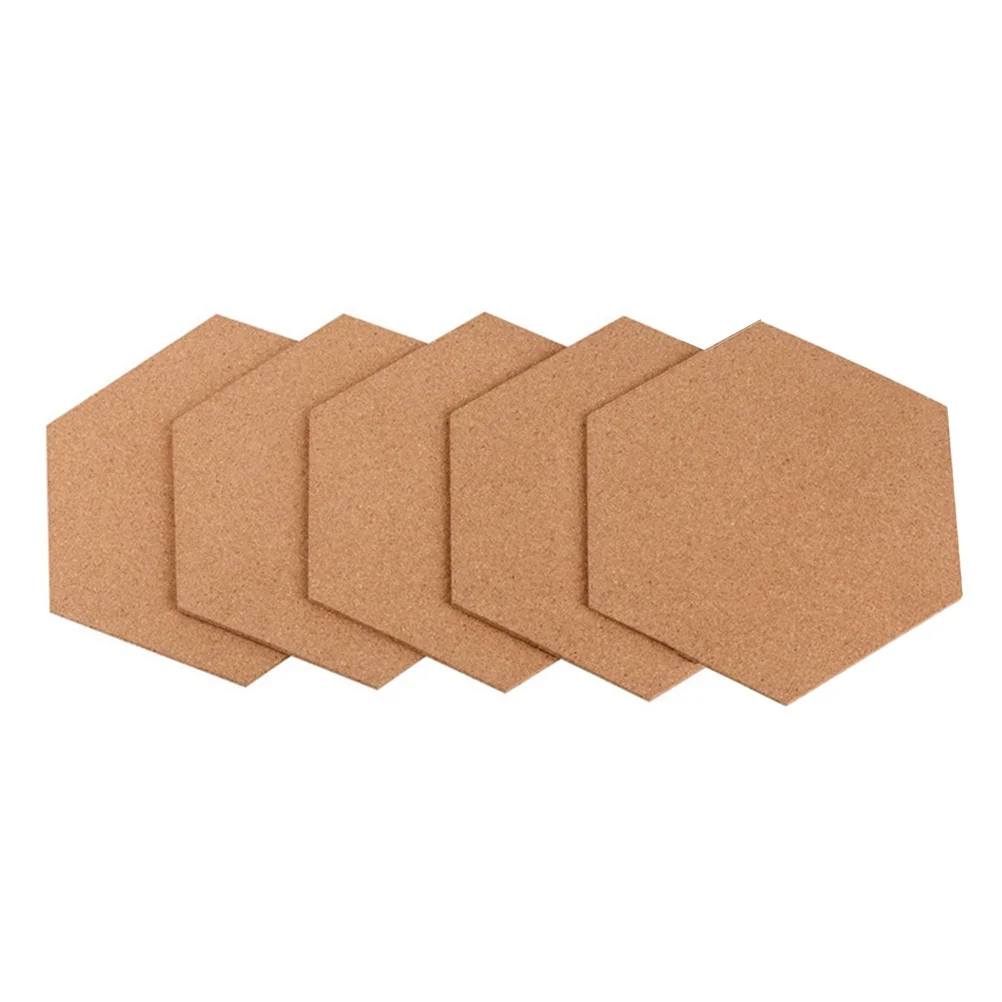 

5pcs Hexagonal Cork Self-Adhesive Bulletin Tiles For Wall Office Classroom Notice Board Decor Soundproof Memo Board