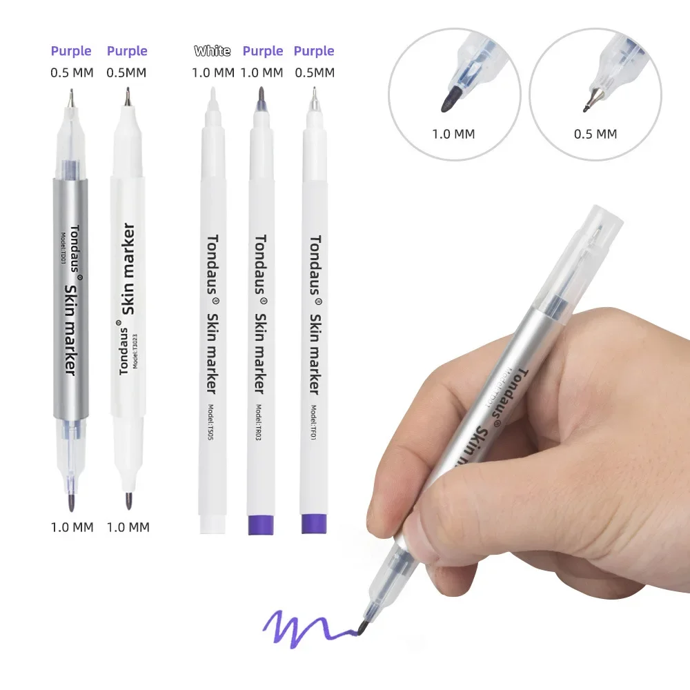 5PcsKorean Tattoo Sterile Embroidery Marking Pen Surgical Eyebrow Mark Pen Waterproof White Floating Lip Line Positioning Pencil