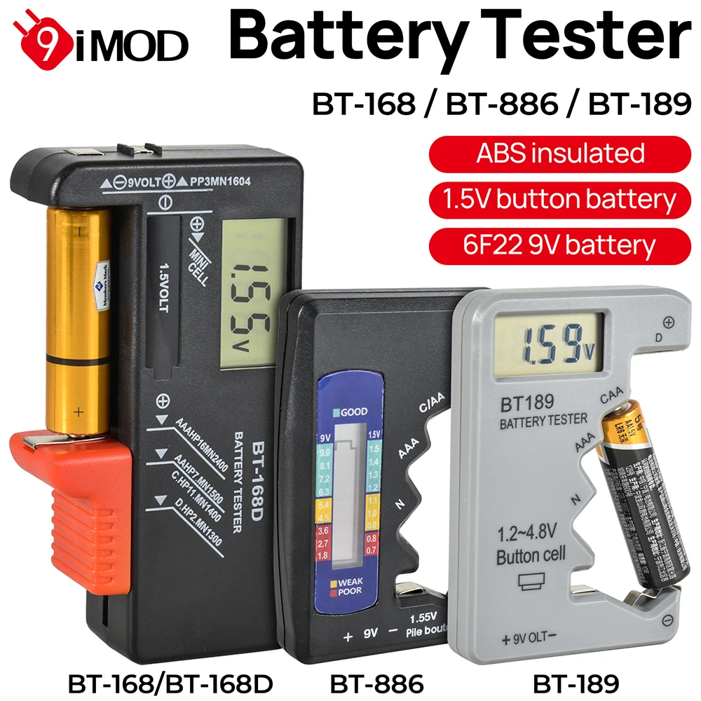 

9IMOD тестер батареи детектор емкости батареи BT-189 BT-886 BT-168 цифровое измерение напряжения батареи для многоразмерной батареи