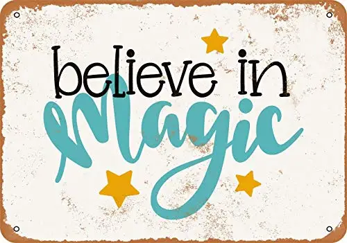 Ретро Винтаж Металлическая Вывеска Оловянная Вывеска Believe in Magic Домашний Бар Кухня Клуб Настенный Декор Вывески 12x8 дюймов