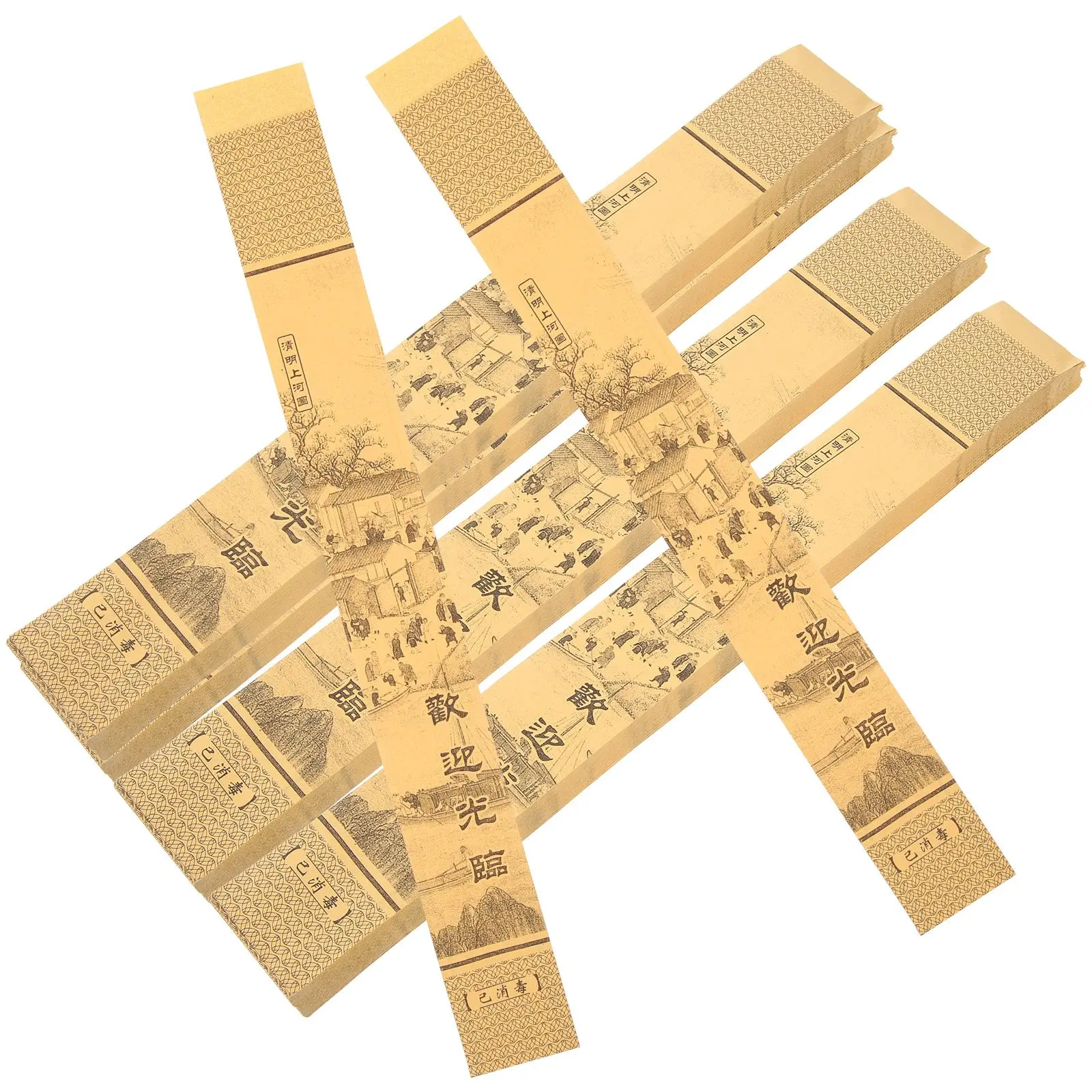 

500 Pcs Chopsticks Wrapping Paper Set Lightsaber Packing Bags Rest Tableware Sleeve Takeout Supplies Travel Cutlery Sleeves