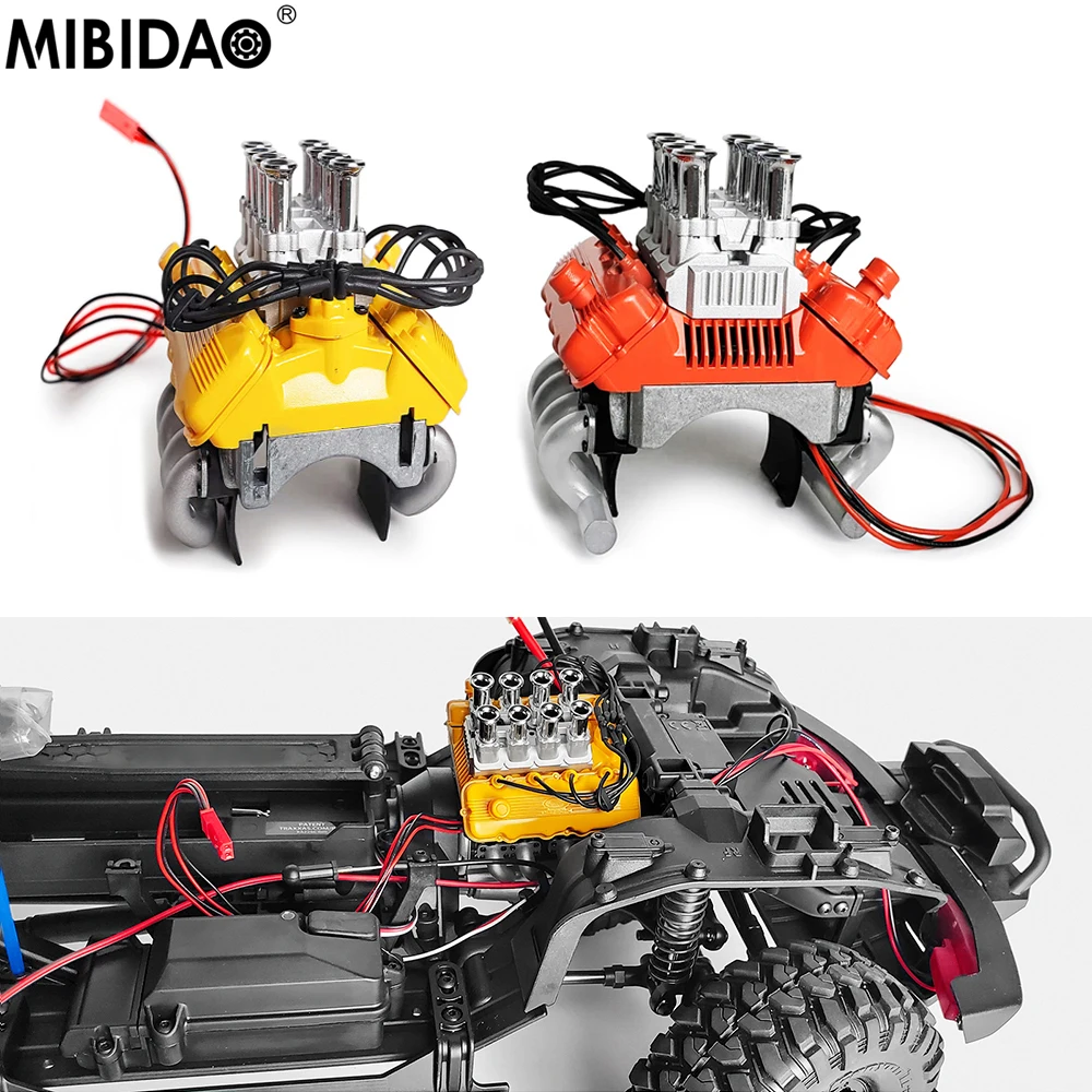 Mibidao Simulatie V8 Kap Fan Motor Radiator Engine Cover Voor 1/10 TRX-4 TRX4 Rc Crawler Auto Upgrade Onderdelen