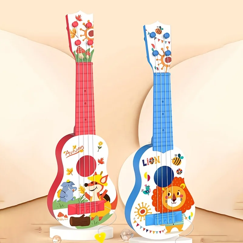 Portátil mini animal dos desenhos animados crianças ukulele brinquedo guitarra instrumento educativo para meninos e meninas diversão festa presente de aniversário