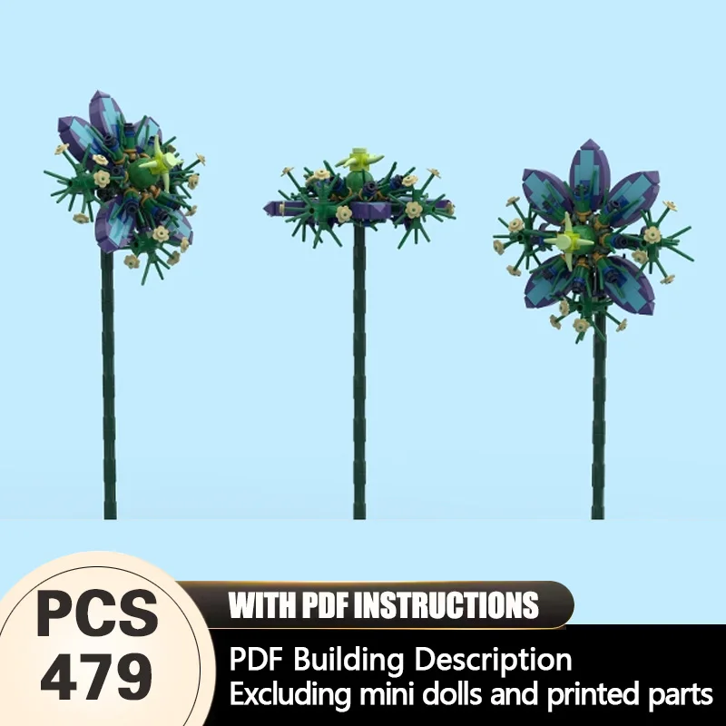 

Creators Plant Series Model MOC Building Bricks Blue Flower Modular Technology Gifts Holiday Assemble Children Toys Suit