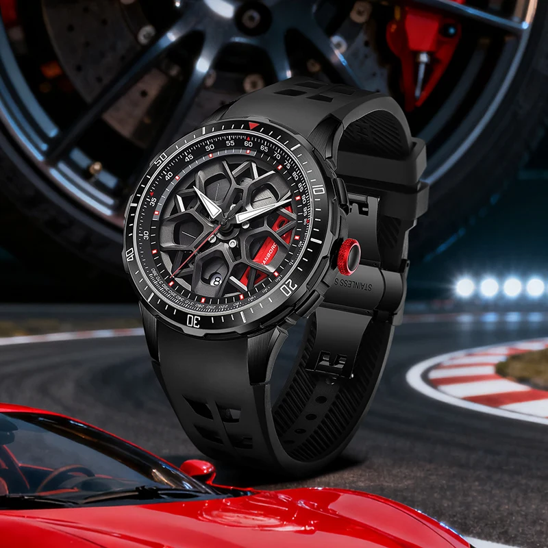 

HANBORO supercar series men's fully automatic mechanical watch with wheels running and dial personalized watch