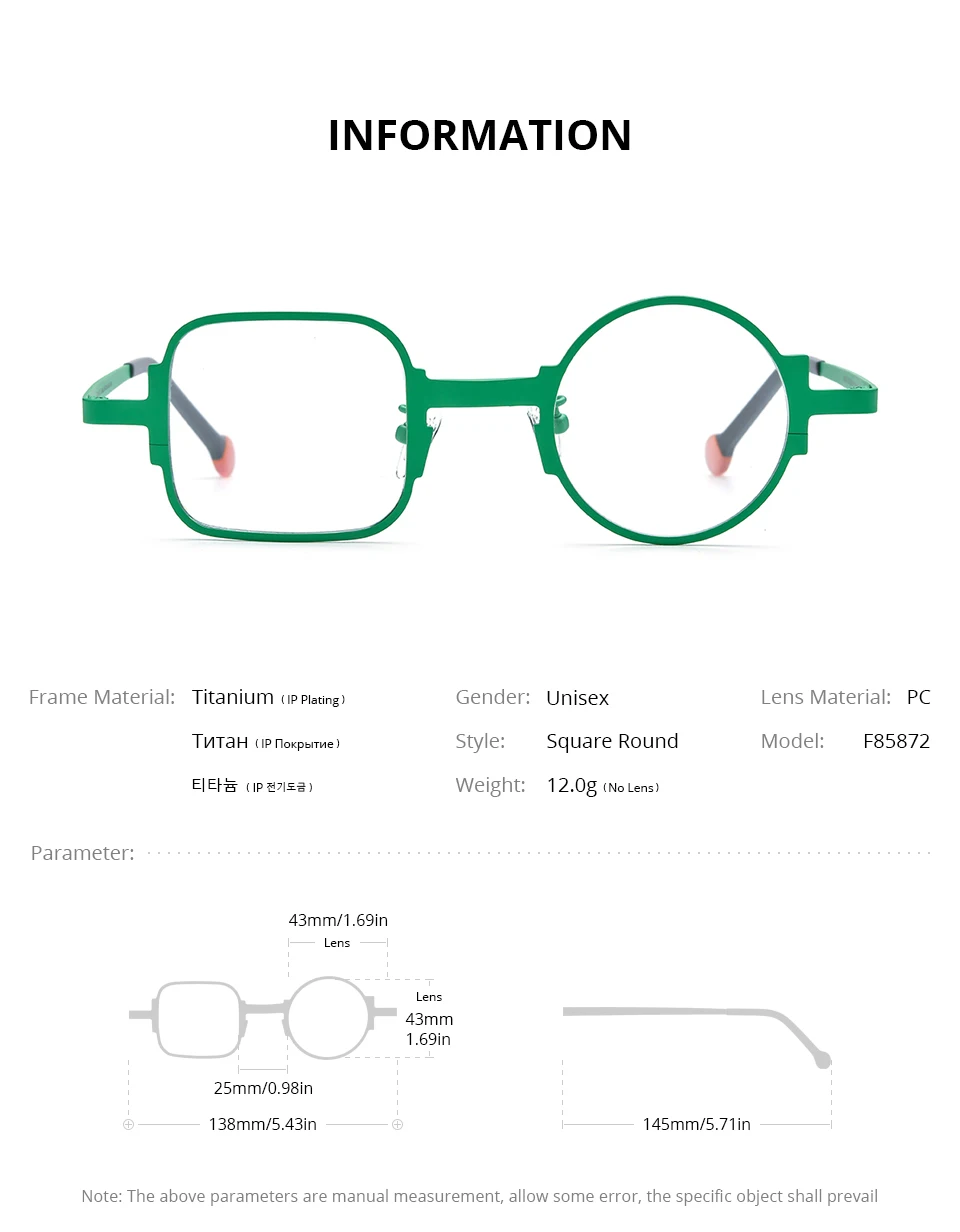 FONEX Reines Titan Brille Rahmen Frauen 2025, Neue Mode Marke Design Unregelmäßige Brillen Männer Ultraleicht Japanische Brillen 85801 – Detail 25