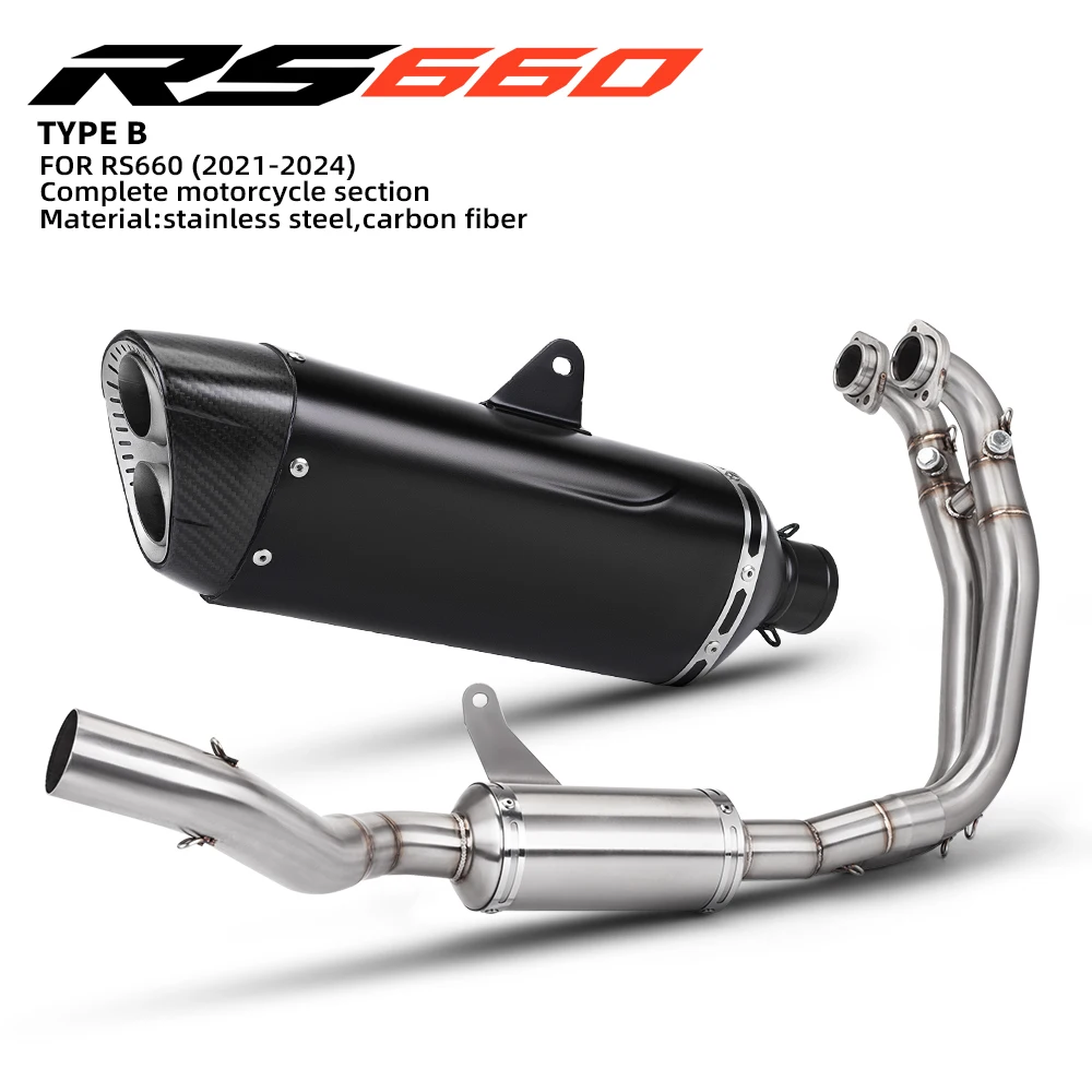 

Motorcycle Exhaust Full System Modify Front Link Pipe Carbon Tip Muffler with DB Killer For RS 660 RS660 2021-2024