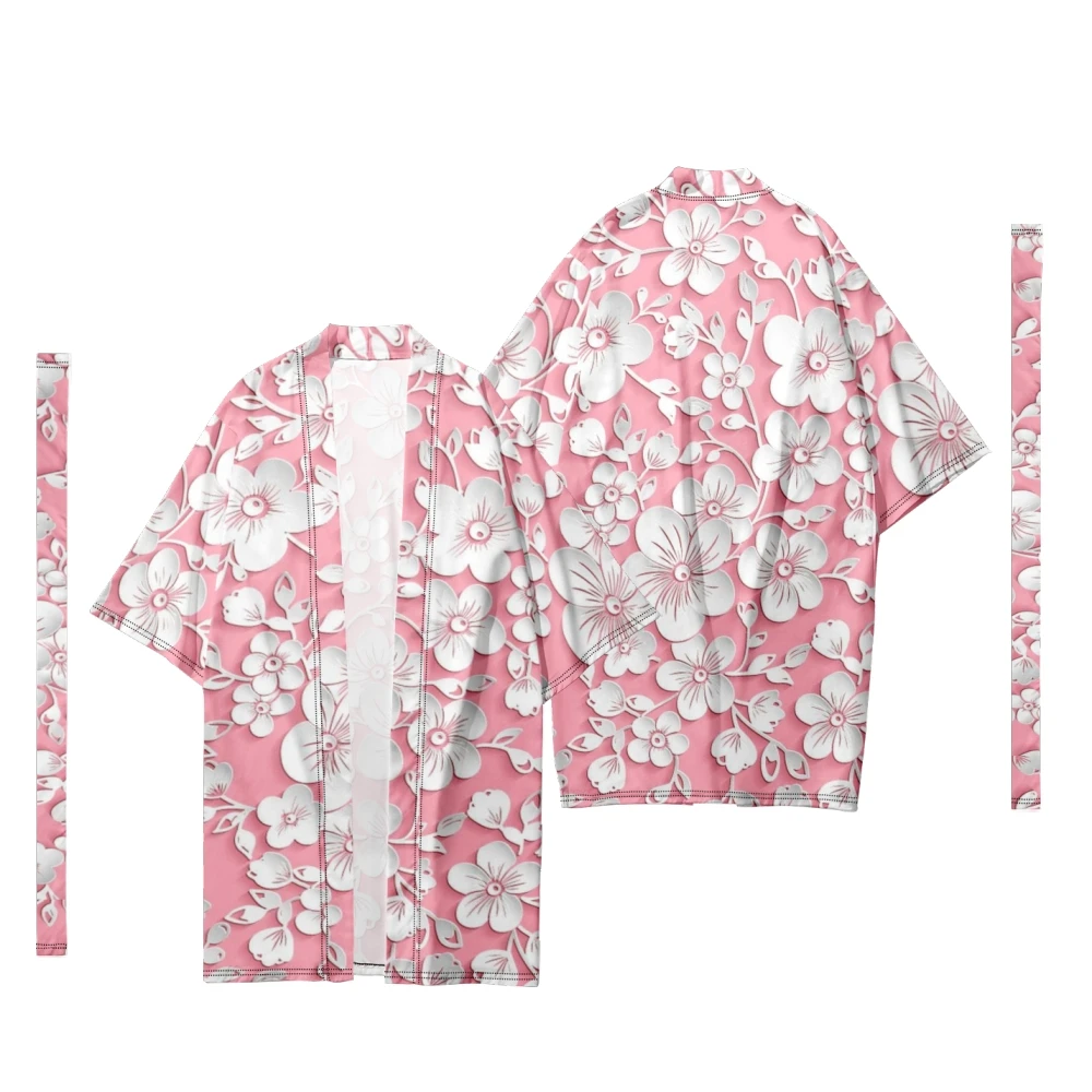 

Men's Japanese Long Kimono Cardigan Men's Samurai Costume Kimono Traditional Sakura Pattern Kimono Shirt Yukata Jacket 4