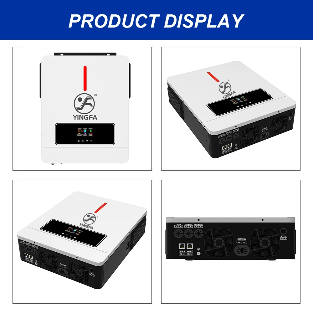 Yingfa 4,2 kW 6,2 kW 10,2 kW Wechselrichter, reine Sinuswelle, 220 V, Dual-Ausgang, 12 V, 24 V, 48 V Batterie, MPPT, netzunabhängige Hybrid-Solar-Wechselrichter