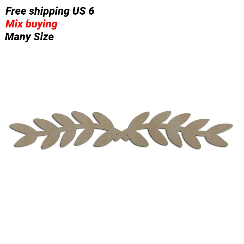 Unfinished Blank Wooden Laurel Branch Shape Plywood Plant Cutout for Kids Painting DIY Crafts, Home Decorations