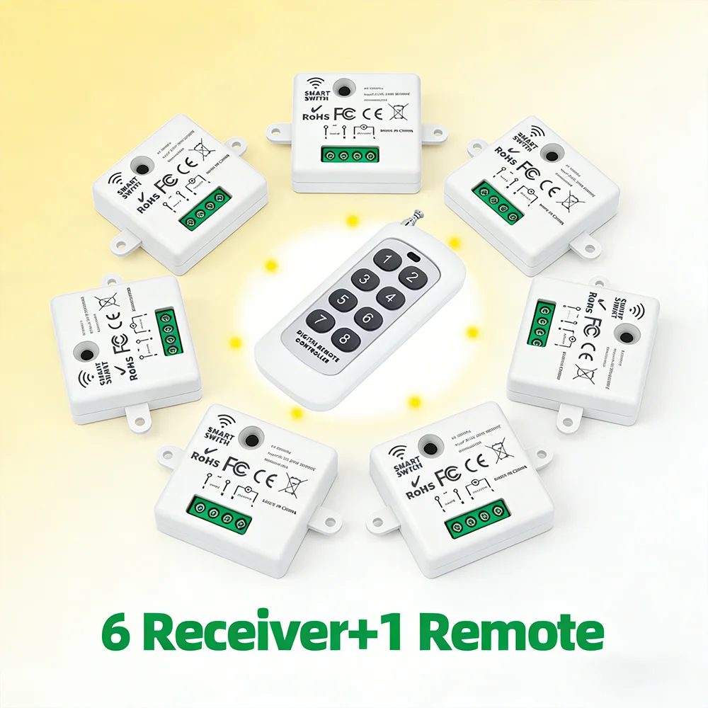 433MHz Universal Wireless Remote Control Switch AC 110V 220V RF Relay Receiver for Light/Fan/Motor/Garage Door Opener