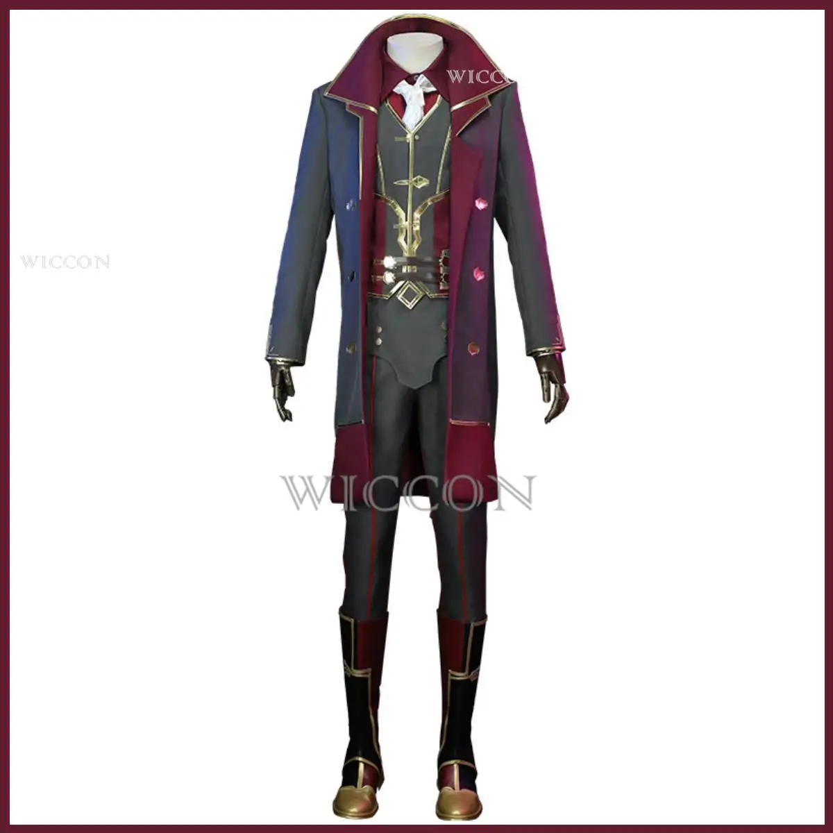 Anime Game LOL Arcane Silco Cosplay Costume Wig Military Uniform Trench Coat Boot Adult Man Halloween Christmas Party Suit