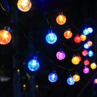 20 LED Crystal Globe Solar String Lights Outdoor Waterproof with 8 Modes for Garden Tree Patio Party Christmas Decorations