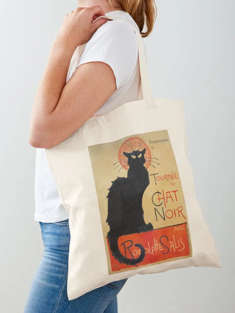 

Сумка-шоппер с винтажным французским рекламным плакатом Tournee du Chat Noir от Théophile Steinlen, экологичная сумка для пляжа, эко-сумка