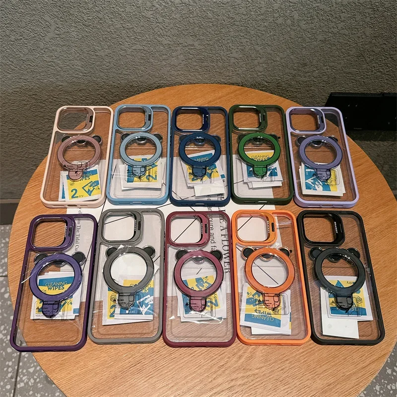 With Two Metal Rings Stand Case For iPhone 15 14 13 12 11 16 Pro Max 15 Plus Case for Magsafe Magnetic Wireless Charging Cover