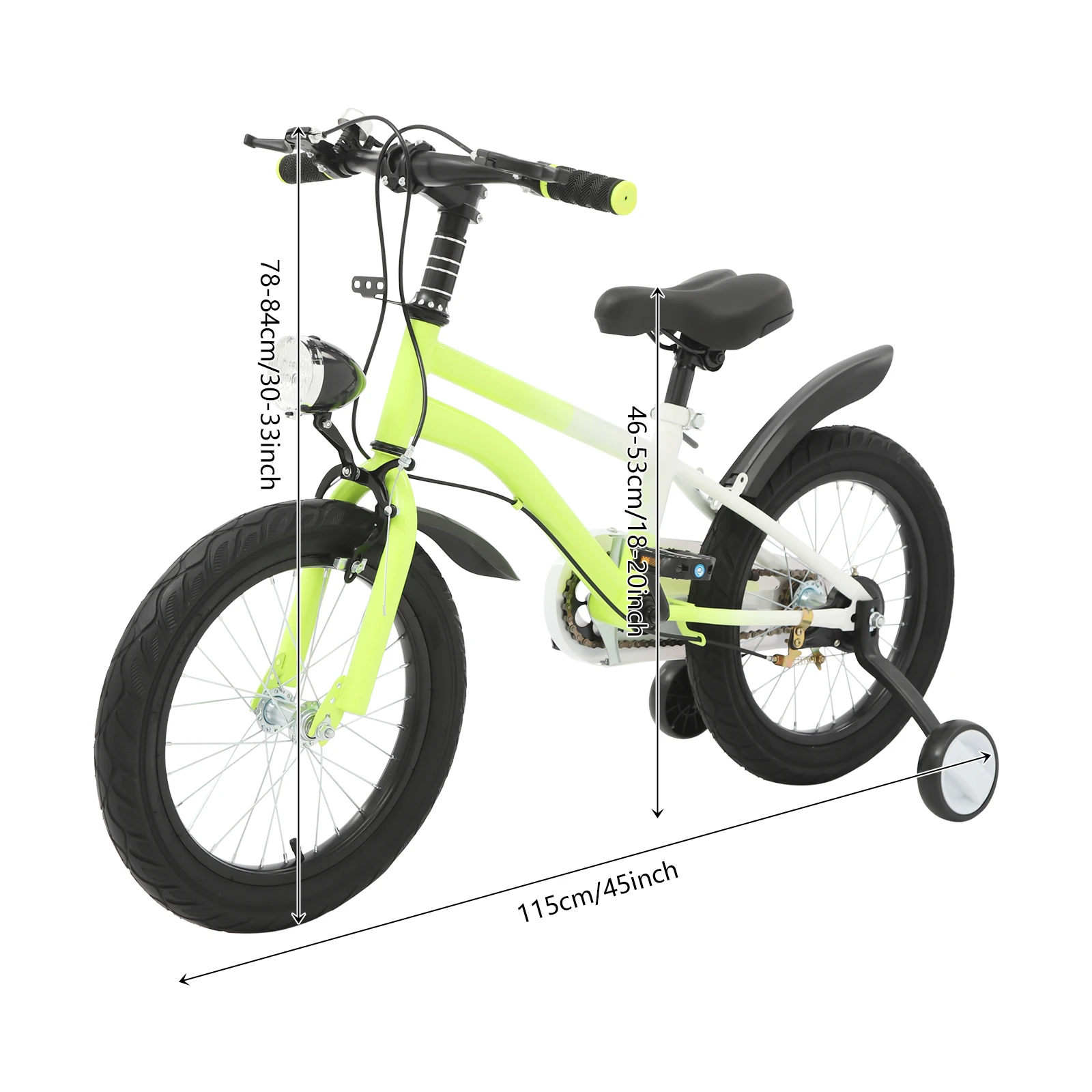 دراجة أطفال مقاس 16 بوصة قابلة للتعديل مع عجلات تدريب بإضاءة LED، فرامل مزدوجة لعمر 5-8 سنوات، تحميل 60 كجم، 3 ألوان #2