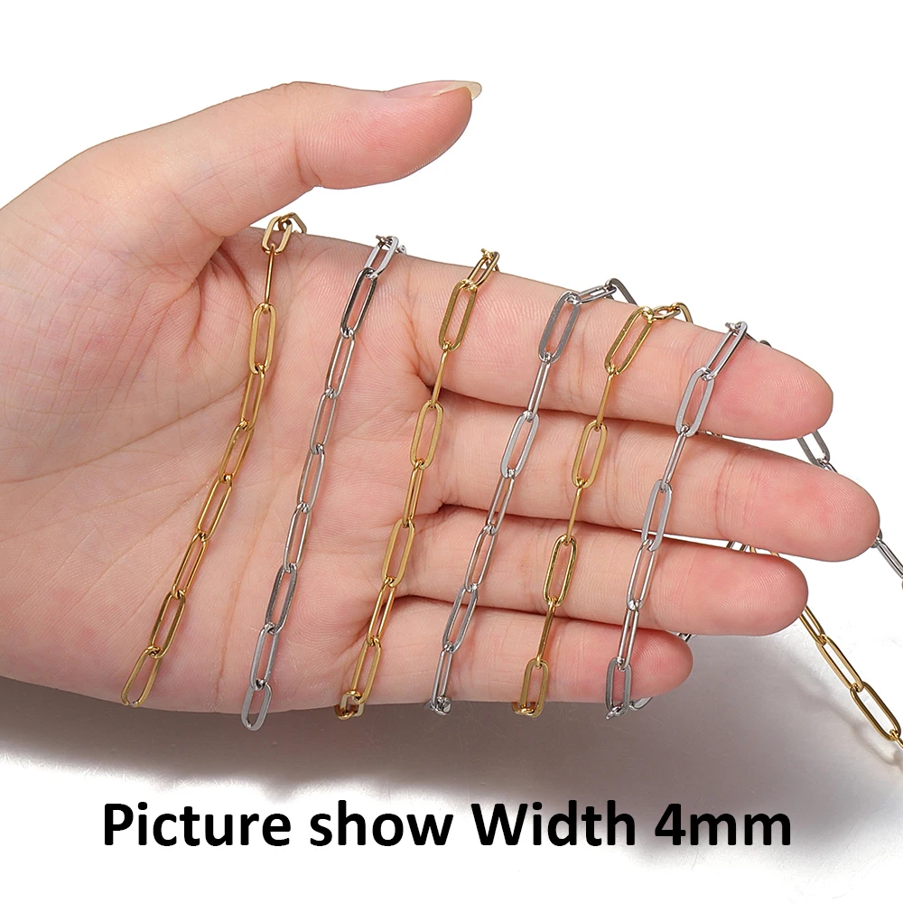 1Meter 1-7.5mm No Fade Gold Chain Stainless Steel Curb Chains for Jewelry Making DIY Bracelet Necklace Thick Chain Components