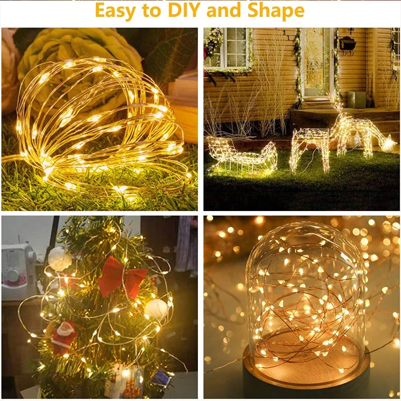 Guirnalda de luces LED de 3M para decoración de hadas, cortina de vacaciones USB, lámpara de 8 modos para el hogar, jardín, fiesta de Navidad, Año Nuevo, boda