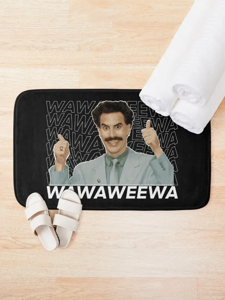 Borat - Wawaweewa - Black - Sticker tee Bath Mat Bathroom Shower Curtain Bathtub Carpet Mat