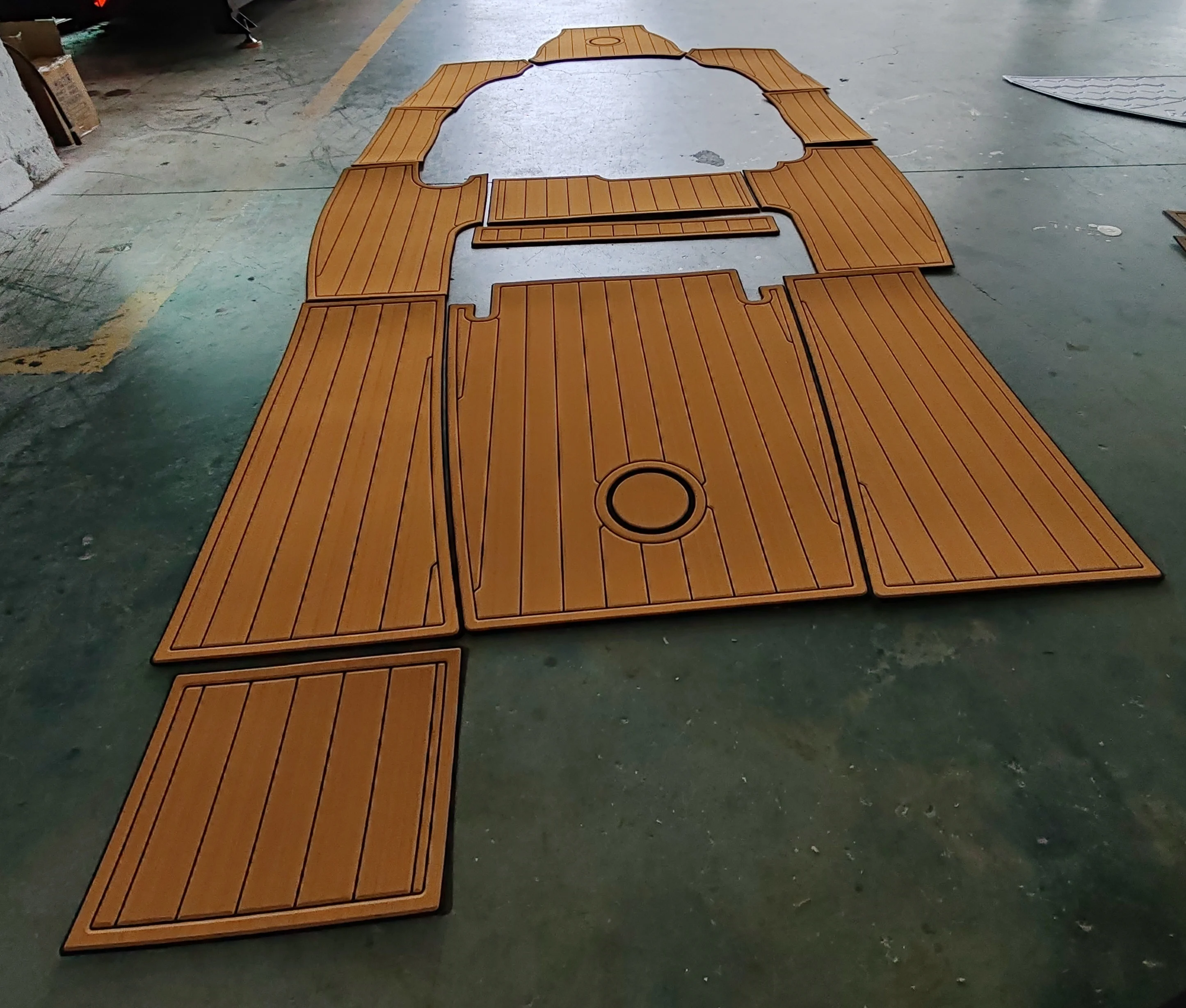 Non-Slip EVA Faux Teak Marine Mat Self-Adhesive 6mm Yacht Cockpit Pad for 2022-2024 Karnic SL 651 Boat Decking Easy Install