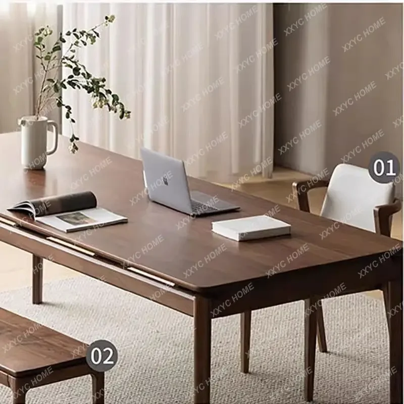 

Hsolid wood long table simple modern office log workbench dining table