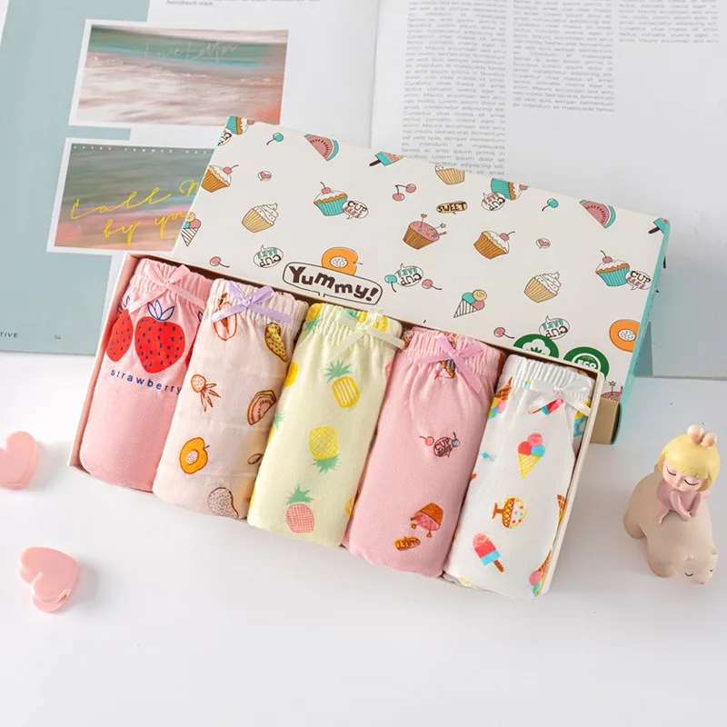 

5Pcs Little Girls Soft Cotton Underwear Breathable Cute Cat Pattern Comfortable Kids Panty Briefs Toddler Girls Undies