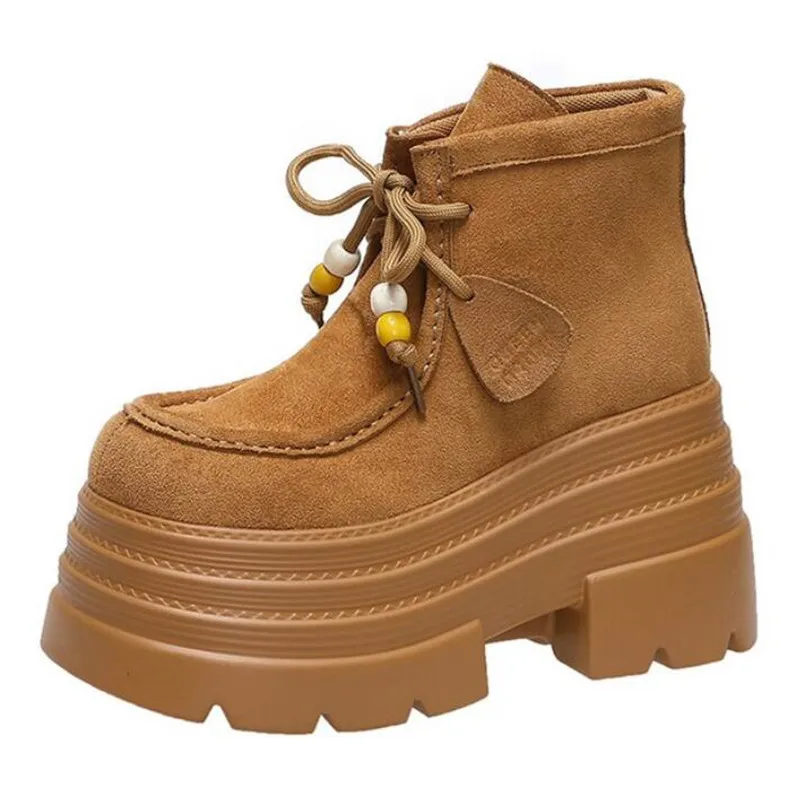 2025 منصة فاخرة حذاء بوت بطول الكاحل المرأة عالية الكعب مصمم أحذية الدانتيل موضة الشتاء أحذية امرأة قصيرة الاتجاه الجديد أحذية رياضية #2