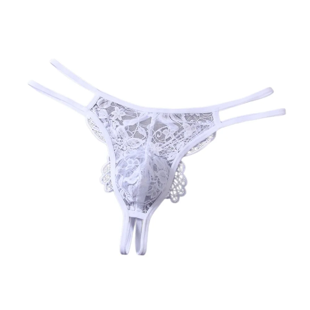 Embroidery Butterfly Men Lace Hollow Thongs Underpants Thin Mesh Men's Sheer Lace Panties Underwear Lingerie Male Briefs