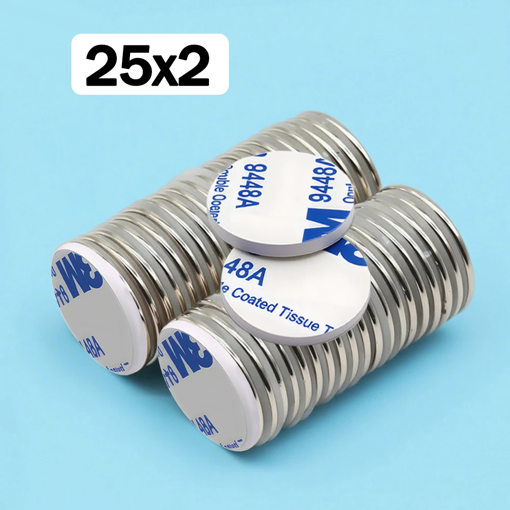 Superstarker Neodym-Magnet mit doppelseitigem Klebeband, runder Magnet N35, starke Permanentmagnete