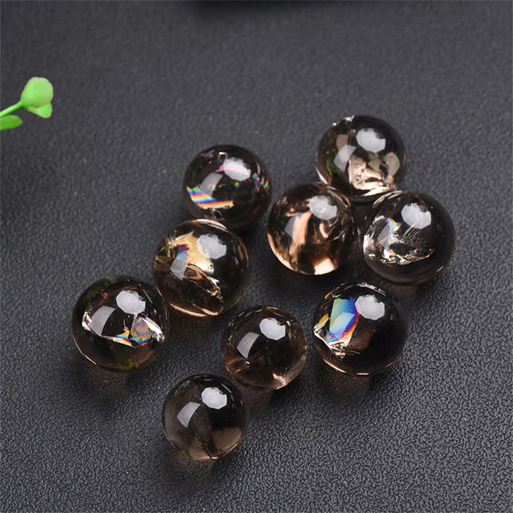 Natural Tea Crystal Burst Color Crystal Ball Smoke Crystal Stone Seven-Color Glue Flower Wind Water Balloon Decoration