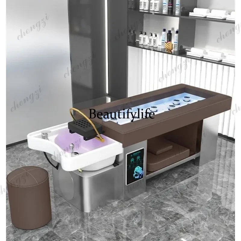 K153   Equipment Beauty Shampoo Chair Sink Barber Shop Ear Picking Hair Shampoo Chair Massage PU Leather Furniture