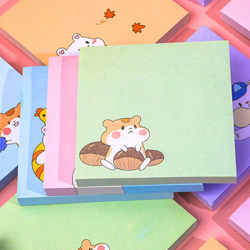 Kawaii Korean Creative Cartoon Little Hamster Note Pad Ins Style Cute Sticky Notes Student Message Note Paper Memo Pad