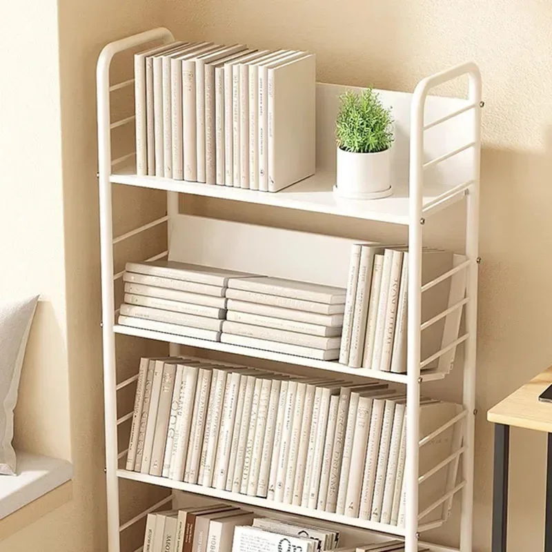 Iron Shelf Storage Book Shelf Trolley Wheel Bookcase Cabinets for Living Room Shelving Magazine Rack 책꽂이 Nordic Furniture AA